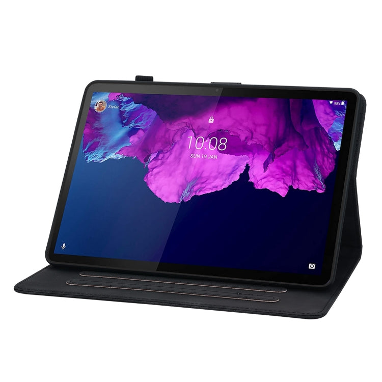 For Lenovo Tab P11 /Xiaoxin Pad Plus Lily Embossed Leather Tablet Case(Black) - Lenovo by PMC TechLife | Online Shopping South Africa | PMC TechLife | Buy Now Pay Later Mobicred