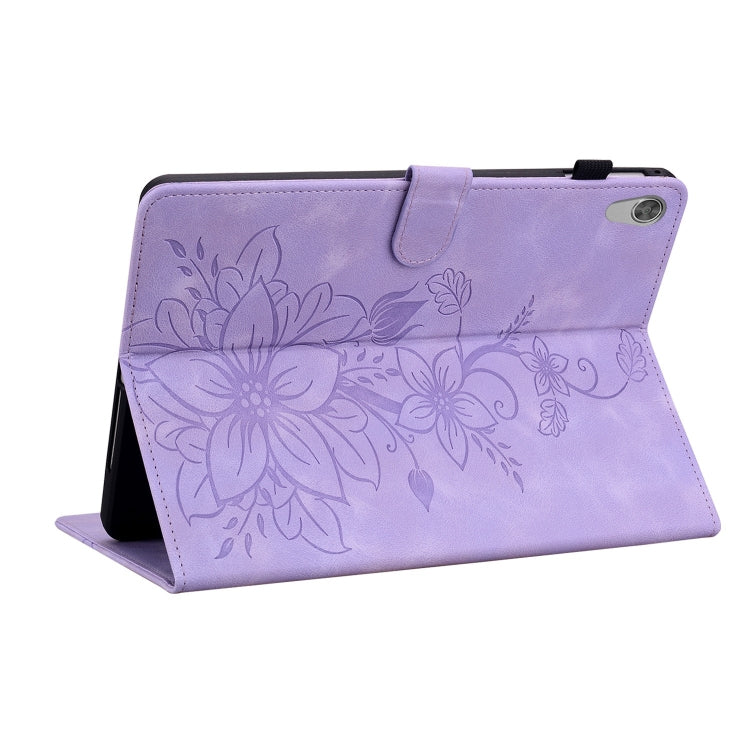 For Lenovo Tab M10 HD Gen2 Lily Embossed Leather Tablet Case(Purple) - Lenovo by PMC TechLife | Online Shopping South Africa | PMC TechLife | Buy Now Pay Later Mobicred