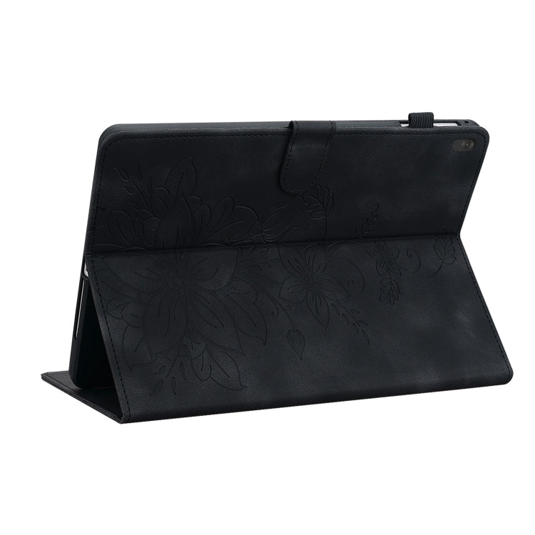 For Lenovo Tab M10 X605 /M10 HD X505 Lily Embossed Leather Tablet Case(Black) - Lenovo by PMC TechLife | Online Shopping South Africa | PMC TechLife | Buy Now Pay Later Mobicred