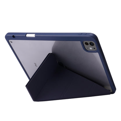 For iPad Pro 13 2024 Deformation Transparent Acrylic Leather Tablet Case(Dark Blue) - iPad Pro 13 2024 Cases by PMC Jewellery | Online Shopping South Africa | PMC Jewellery | Buy Now Pay Later Mobicred