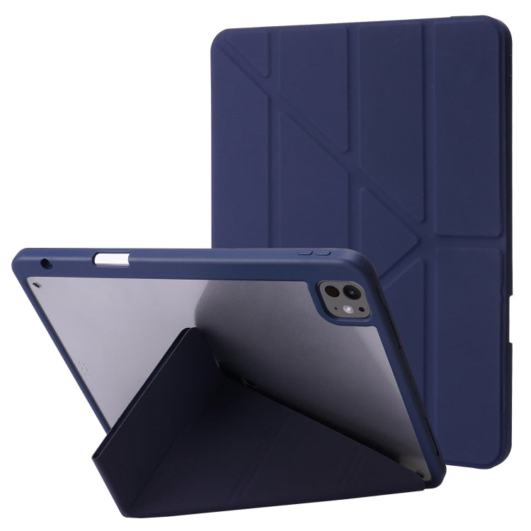 For iPad Pro 11 2024 Deformation Transparent Acrylic Leather Tablet Case(Dark Blue) - iPad Pro 11 2024 Cases by PMC Jewellery | Online Shopping South Africa | PMC Jewellery | Buy Now Pay Later Mobicred