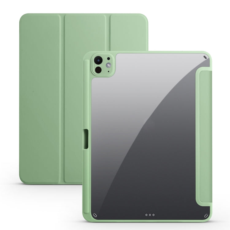 For iPad Pro 11 2024 Acrylic 3-folding Smart Leather Tablet Case(Green) - iPad Pro 11 2024 Cases by PMC TechLife | Online Shopping South Africa | PMC TechLife | Buy Now Pay Later Mobicred