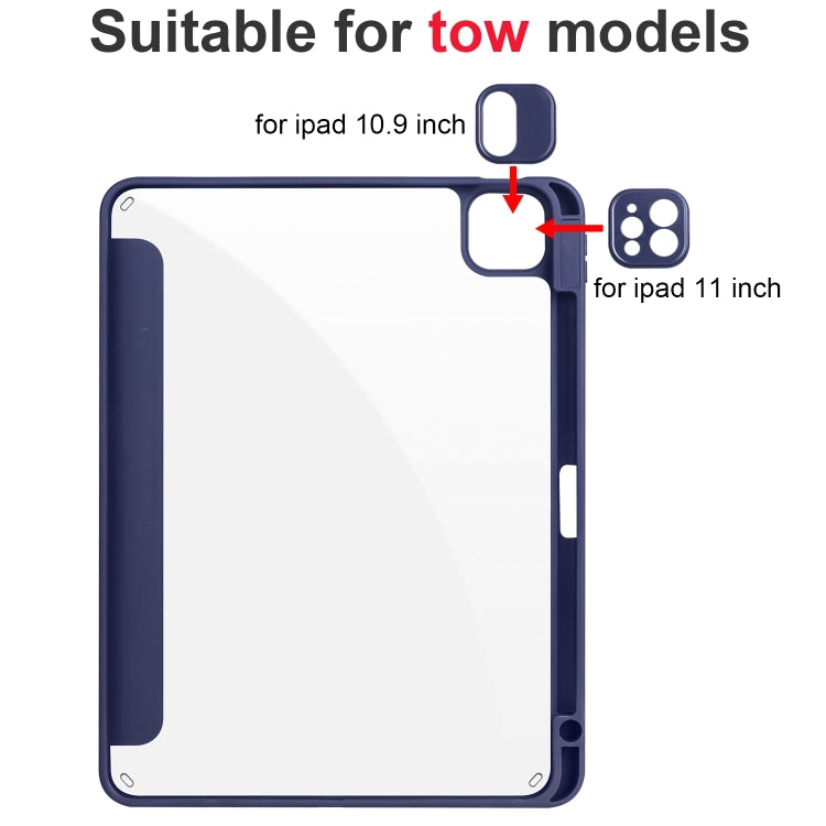 For iPad Pro 11 2024 Acrylic 3-folding Smart Leather Tablet Case(Dark Blue) - iPad Pro 11 2024 Cases by PMC TechLife | Online Shopping South Africa | PMC TechLife | Buy Now Pay Later Mobicred