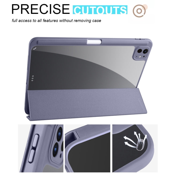 For iPad Pro 11 2024 Acrylic 3-folding Smart Leather Tablet Case(Purple) - iPad Pro 11 2024 Cases by PMC TechLife | Online Shopping South Africa | PMC TechLife | Buy Now Pay Later Mobicred