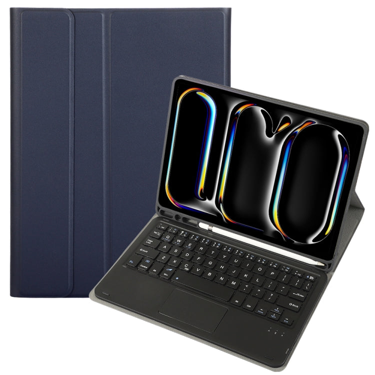 For iPad Pro 11 2024 A13B-A Lambskin Texture Bluetooth Touch Square Keyboard Leather Tablet Case with Pen Slot(Dark Blue) - For iPad Pro by PMC Jewellery | Online Shopping South Africa | PMC Jewellery | Buy Now Pay Later Mobicred