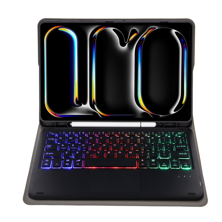 For iPad Pro 11 2024 A13B-AS Lambskin Texture Backlight Bluetooth Touch Keyboard Leather Tablet Case with Pen Slot(Black) - For iPad Pro by PMC TechLife | Online Shopping South Africa | PMC TechLife | Buy Now Pay Later Mobicred