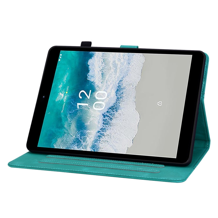 For Nokia T21 Lily Embossed Leather Tablet Case(Green) - Nokia by PMC TechLife | Online Shopping South Africa | PMC TechLife | Buy Now Pay Later Mobicred