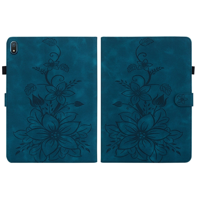 For Nokia T20 10.4 2021 Lily Embossed Leather Tablet Case(Dark Blue) - Nokia by PMC TechLife | Online Shopping South Africa | PMC TechLife | Buy Now Pay Later Mobicred