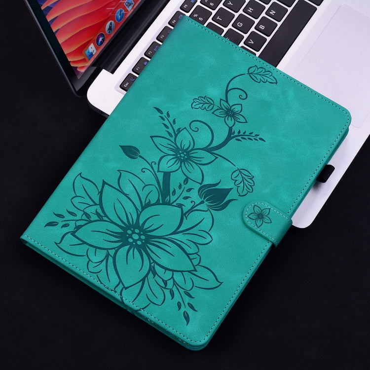 For Huawei MatePad Pro 11 2022 Lily Embossed Leather Tablet Case(Green) - Huawei by PMC TechLife | Online Shopping South Africa | PMC TechLife | Buy Now Pay Later Mobicred
