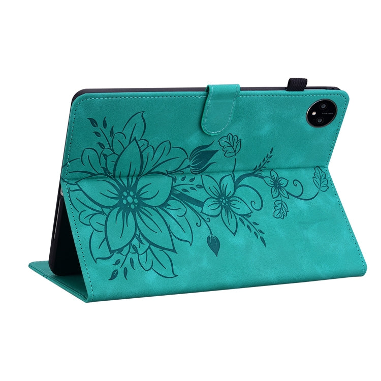 For Huawei MatePad Pro 11 2022 Lily Embossed Leather Tablet Case(Green) - Huawei by PMC TechLife | Online Shopping South Africa | PMC TechLife | Buy Now Pay Later Mobicred