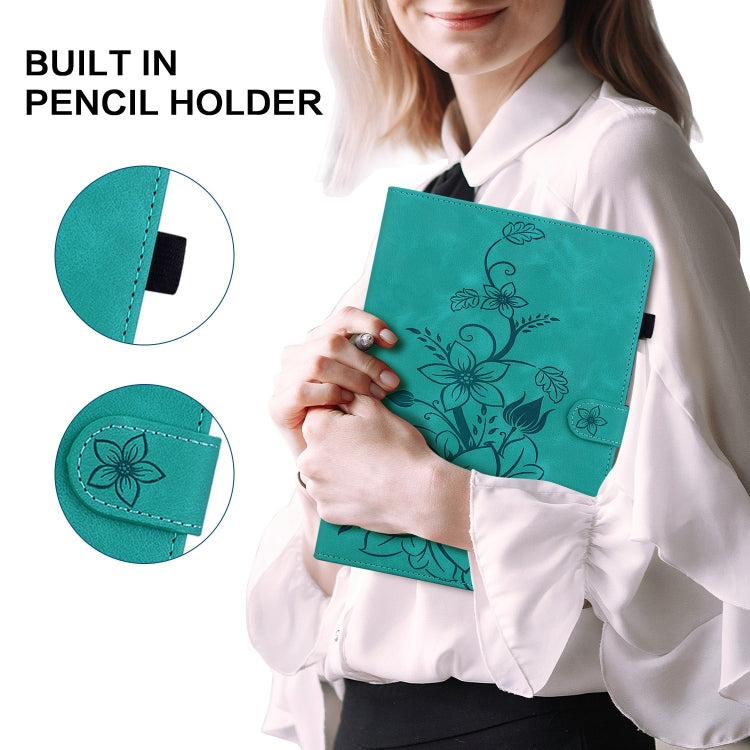 For Huawei MatePad Pro 11 2022 Lily Embossed Leather Tablet Case(Green) - Huawei by PMC TechLife | Online Shopping South Africa | PMC TechLife | Buy Now Pay Later Mobicred