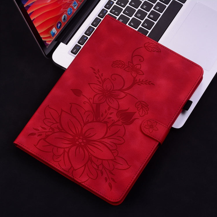 For Huawei MatePad Pro 11 2022 Lily Embossed Leather Tablet Case(Red) - Huawei by PMC TechLife | Online Shopping South Africa | PMC TechLife | Buy Now Pay Later Mobicred