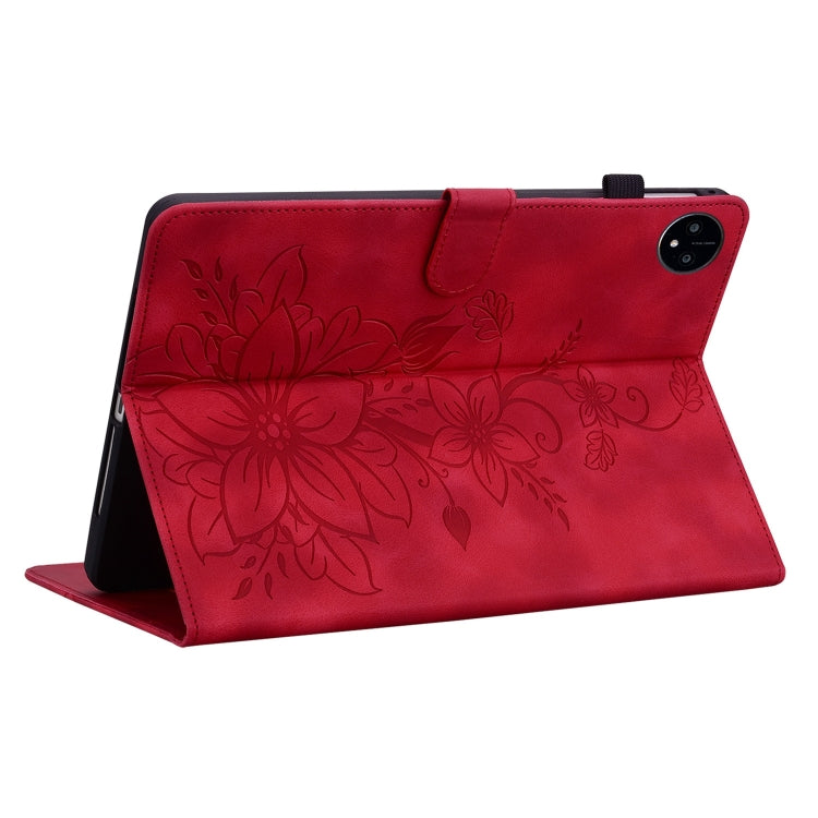 For Huawei MatePad Pro 11 2022 Lily Embossed Leather Tablet Case(Red) - Huawei by PMC TechLife | Online Shopping South Africa | PMC TechLife | Buy Now Pay Later Mobicred