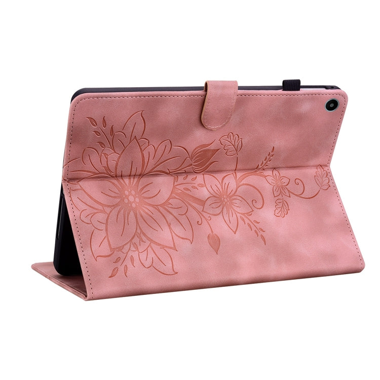 For Huawei MatePad SE 10.4 Lily Embossed Leather Tablet Case(Pink) - Huawei by PMC TechLife | Online Shopping South Africa | PMC TechLife | Buy Now Pay Later Mobicred