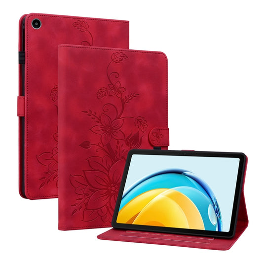 For Huawei MatePad SE 10.4 Lily Embossed Leather Tablet Case(Red) - Huawei by PMC Jewellery | Online Shopping South Africa | PMC Jewellery | Buy Now Pay Later Mobicred