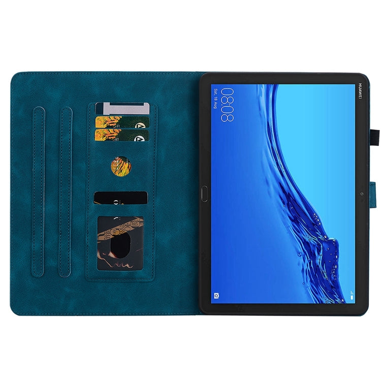 For Huawei MediaPad M5 Lite 10 / C5 10.1 Lily Embossed Leather Tablet Case(Dark Blue) - Huawei by PMC TechLife | Online Shopping South Africa | PMC TechLife | Buy Now Pay Later Mobicred