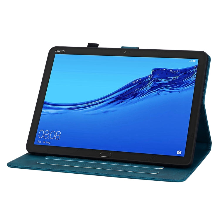 For Huawei MediaPad M5 Lite 10 / C5 10.1 Lily Embossed Leather Tablet Case(Dark Blue) - Huawei by PMC TechLife | Online Shopping South Africa | PMC TechLife | Buy Now Pay Later Mobicred
