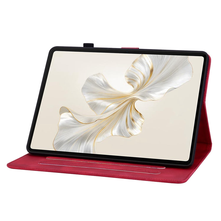 For Honor Pad 9 12.1 Lily Embossed Leather Tablet Case(Red) - Honor by PMC TechLife | Online Shopping South Africa | PMC TechLife | Buy Now Pay Later Mobicred