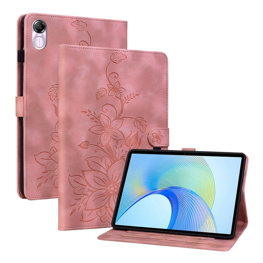 For Honor Pad X8 Pro / X9 2023 Lily Embossed Leather Tablet Case(Pink) - Honor by PMC Jewellery | Online Shopping South Africa | PMC Jewellery | Buy Now Pay Later Mobicred