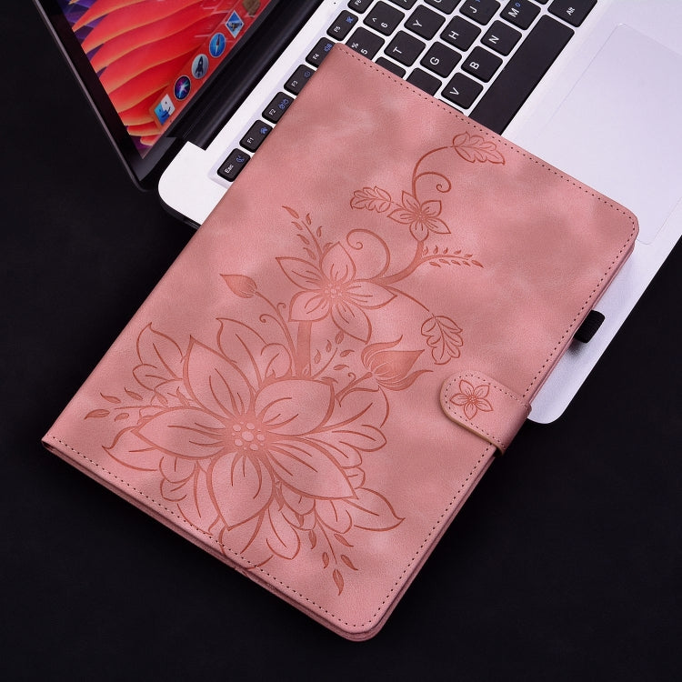 For Honor Pad X8 Pro / X9 2023 Lily Embossed Leather Tablet Case(Pink) - Honor by PMC TechLife | Online Shopping South Africa | PMC TechLife | Buy Now Pay Later Mobicred