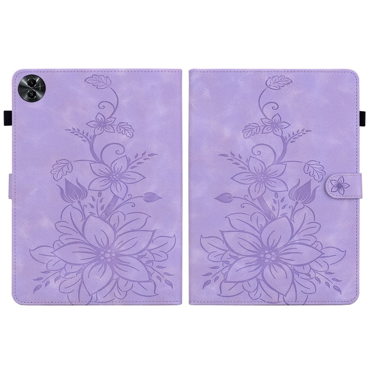 For Realme Pad 2 11.5 Lily Embossed Leather Tablet Case(Purple) - Realme by PMC TechLife | Online Shopping South Africa | PMC TechLife | Buy Now Pay Later Mobicred