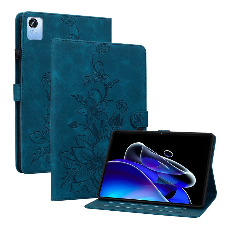 For Realme Pad X Lily Embossed Leather Tablet Case(Dark Blue) - Realme by PMC TechLife | Online Shopping South Africa | PMC TechLife | Buy Now Pay Later Mobicred
