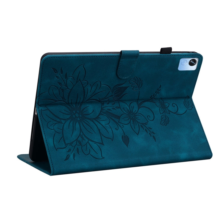 For Realme Pad X Lily Embossed Leather Tablet Case(Dark Blue) - Realme by PMC TechLife | Online Shopping South Africa | PMC TechLife | Buy Now Pay Later Mobicred