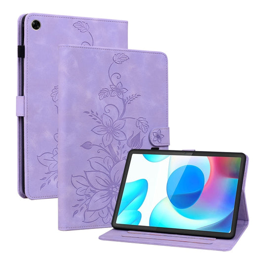 For Realme Pad 10.4 Lily Embossed Leather Tablet Case(Purple) - Realme by PMC Jewellery | Online Shopping South Africa | PMC Jewellery | Buy Now Pay Later Mobicred