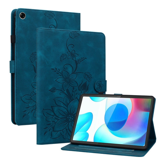 For Realme Pad 10.4 Lily Embossed Leather Tablet Case(Dark Blue) - Realme by PMC Jewellery | Online Shopping South Africa | PMC Jewellery | Buy Now Pay Later Mobicred