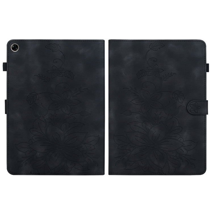 For Realme Pad 10.4 Lily Embossed Leather Tablet Case(Black) - Realme by PMC TechLife | Online Shopping South Africa | PMC TechLife | Buy Now Pay Later Mobicred