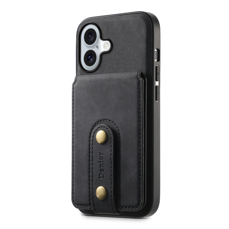 For iPhone 16 Denior D14 NK Retro Pattern MagSafe Magnetic Card Holder Leather Phone Case(Black) - iPhone 16 Cases by Denior | Online Shopping South Africa | PMC Jewellery | Buy Now Pay Later Mobicred