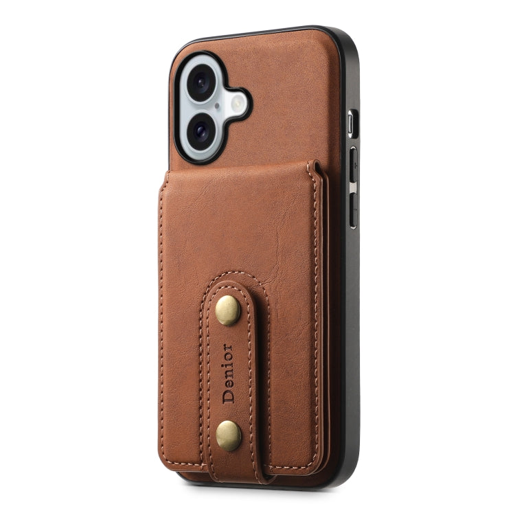 For iPhone 16 Plus Denior D14 NK Retro Pattern MagSafe Magnetic Card Holder Leather Phone Case(Brown) - iPhone 16 Plus Cases by Denior | Online Shopping South Africa | PMC TechLife | Buy Now Pay Later Mobicred