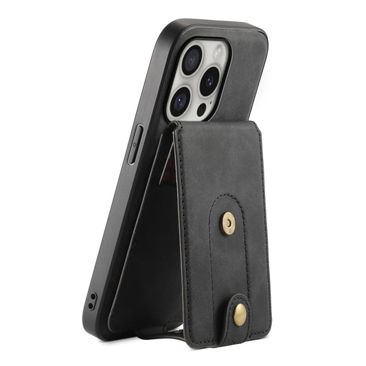 For iPhone 16 Pro Denior D14 NK Retro Pattern MagSafe Magnetic Card Holder Leather Phone Case(Black) - iPhone 16 Pro Cases by Denior | Online Shopping South Africa | PMC Jewellery | Buy Now Pay Later Mobicred