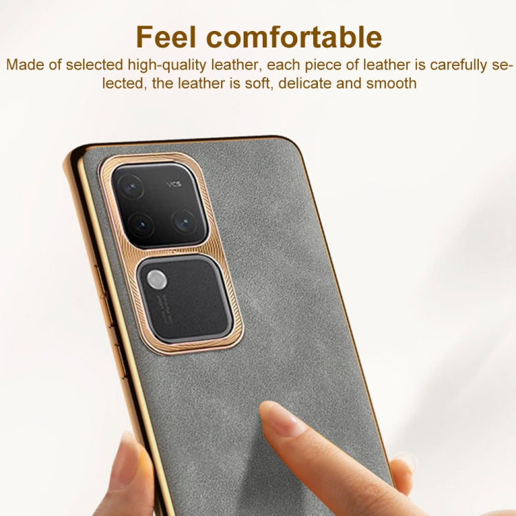 For vivo X80 Electroplating Lambskin Leather Phone Case(Blue) - vivo Cases by PMC TechLife | Online Shopping South Africa | PMC TechLife | Buy Now Pay Later Mobicred