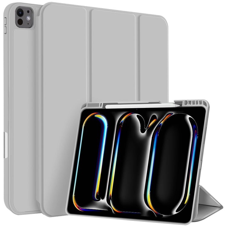 For iPad Pro 13 2024 3-fold TPU Smart Leather Tablet Case with Pen Slot(Grey) - iPad Pro 13 2024 Cases by PMC TechLife | Online Shopping South Africa | PMC TechLife | Buy Now Pay Later Mobicred