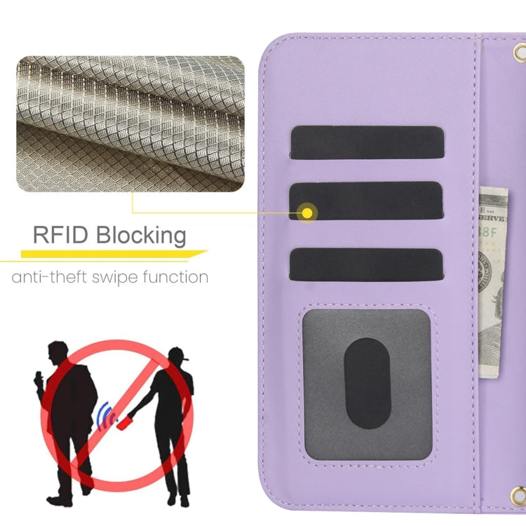 For Google Pixel 8 Pro Crossbody Multifunction Rhombic Leather Phone Case(Purple) - Google Cases by PMC TechLife | Online Shopping South Africa | PMC TechLife | Buy Now Pay Later Mobicred