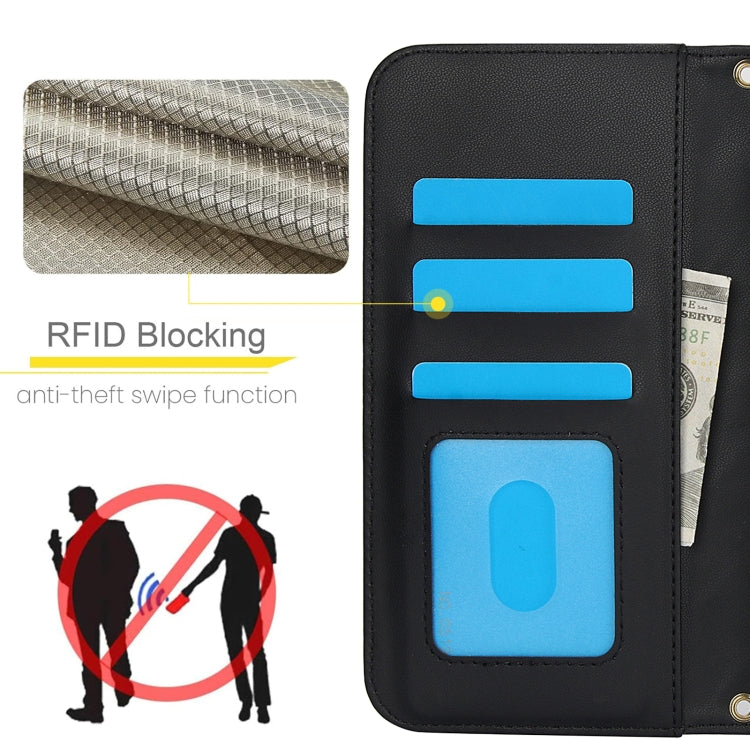 For Google Pixel 9 Crossbody Multifunction Rhombic Leather Phone Case(Black) - Google Cases by PMC TechLife | Online Shopping South Africa | PMC TechLife | Buy Now Pay Later Mobicred