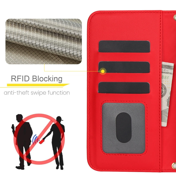 For Google Pixel 9 Crossbody Multifunction Rhombic Leather Phone Case(Red) - Google Cases by PMC TechLife | Online Shopping South Africa | PMC TechLife | Buy Now Pay Later Mobicred