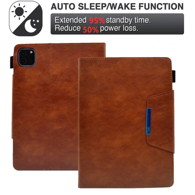 For iPad Pro 11 2024 Suede Cross Texture Magnetic Clasp Leather Smart Tablet Case(Brown) - iPad Pro 11 2024 Cases by PMC Jewellery | Online Shopping South Africa | PMC Jewellery | Buy Now Pay Later Mobicred