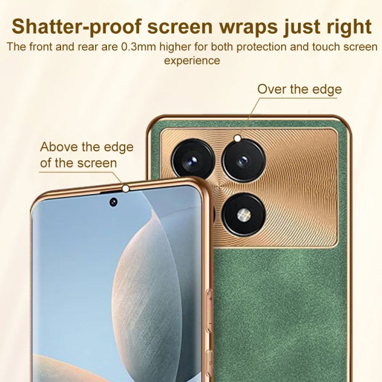 For Xiaomi Redmi K70 Electroplating Lambskin Leather Phone Case(Green) - Xiaomi Cases by PMC Jewellery | Online Shopping South Africa | PMC Jewellery | Buy Now Pay Later Mobicred