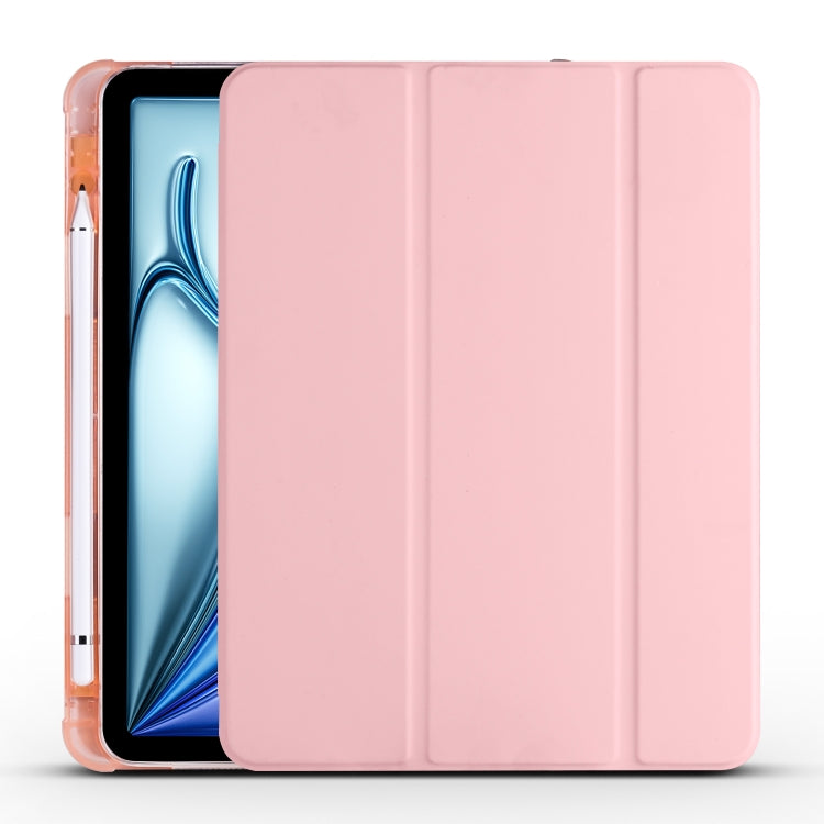 For iPad Air 11 2024 3-fold TPU Leather Smart Tablet Case with Pen Slot(Pink) - iPad Air 11 2024 Cases by PMC Jewellery | Online Shopping South Africa | PMC Jewellery | Buy Now Pay Later Mobicred