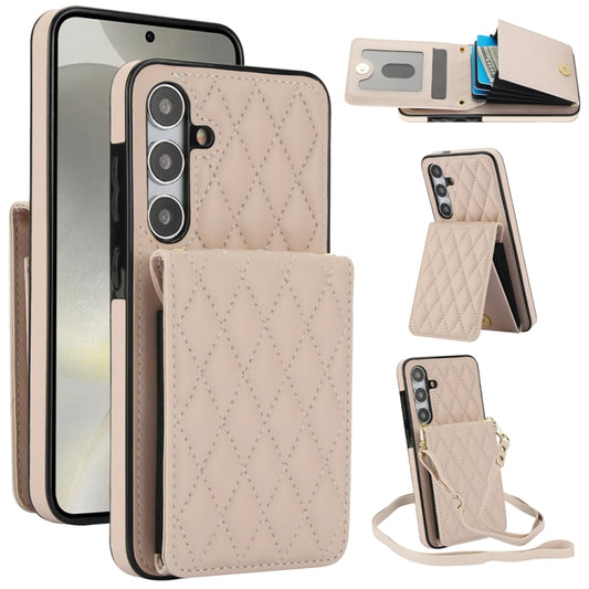 For Samsung Galaxy S24+ 5G YM015 Crossbody Rhombic Card Bag RFID Phone Case(White) - Galaxy S24+ 5G Cases by PMC Jewellery | Online Shopping South Africa | PMC Jewellery | Buy Now Pay Later Mobicred