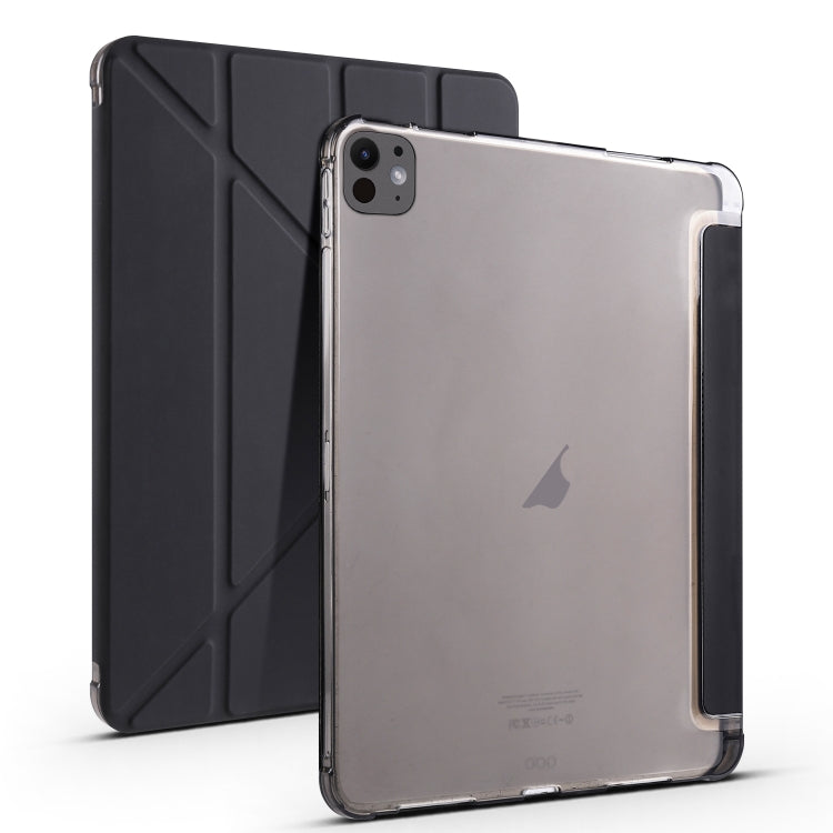 For iPad Pro 13 2024 Multi-folding TPU Leather Smart Tablet Case with Pen Slot(Black) - iPad Pro 13 2024 Cases by PMC TechLife | Online Shopping South Africa | PMC TechLife | Buy Now Pay Later Mobicred