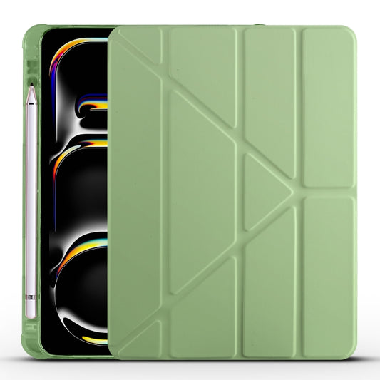 For iPad Pro 13 2024 Multi-folding TPU Leather Smart Tablet Case with Pen Slot(Matcha Green) - iPad Pro 13 2024 Cases by PMC Jewellery | Online Shopping South Africa | PMC Jewellery | Buy Now Pay Later Mobicred