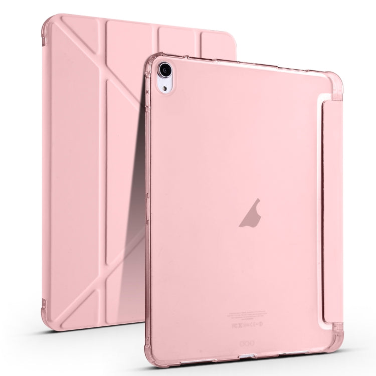 For iPad Air 11 2024 Multi-folding TPU Leather Smart Tablet Case with Pen Slot(Pink) - iPad Air 11 2024 Cases by PMC TechLife | Online Shopping South Africa | PMC TechLife | Buy Now Pay Later Mobicred