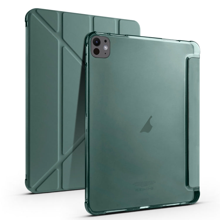 For iPad Pro 11 2024 Multi-folding TPU Leather Smart Tablet Case with Pen Slot(Pine Green) - iPad Pro 11 2024 Cases by PMC TechLife | Online Shopping South Africa | PMC TechLife | Buy Now Pay Later Mobicred