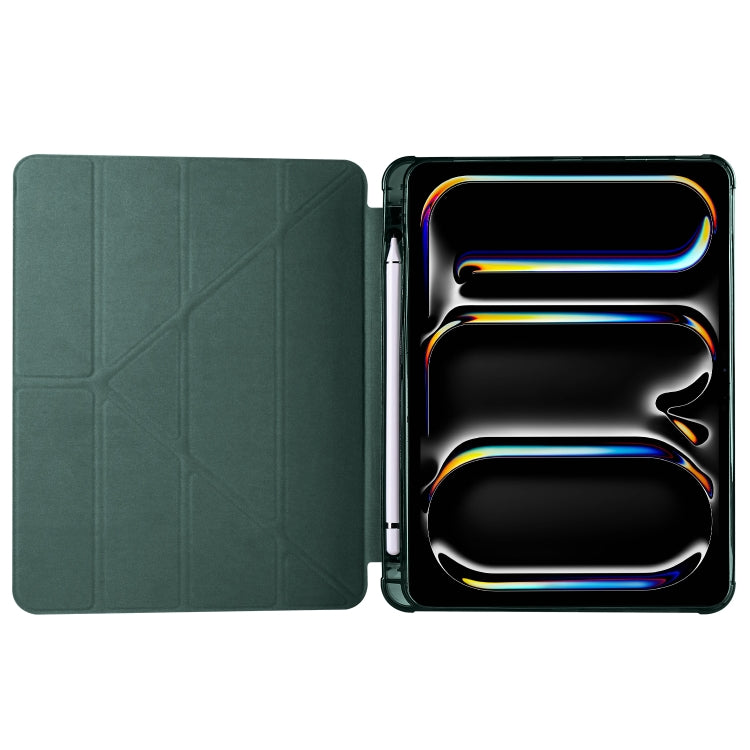 For iPad Pro 11 2024 Multi-folding TPU Leather Smart Tablet Case with Pen Slot(Pine Green) - iPad Pro 11 2024 Cases by PMC TechLife | Online Shopping South Africa | PMC TechLife | Buy Now Pay Later Mobicred