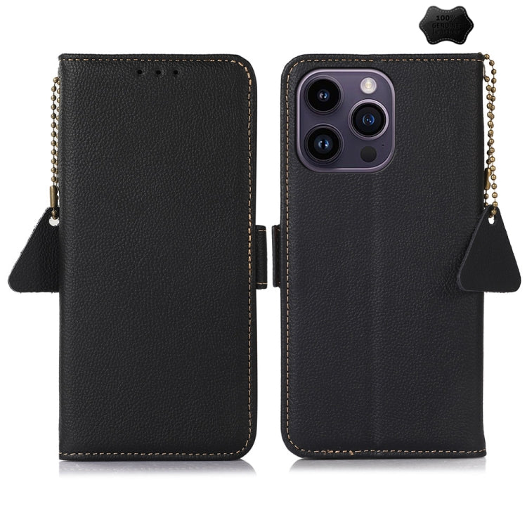 For iPhone 16 Pro Max Side-Magnetic TJ Genuine Leather RFID Phone Case(Black) - iPhone 16 Pro Max Cases by PMC TechLife | Online Shopping South Africa | PMC TechLife | Buy Now Pay Later Mobicred