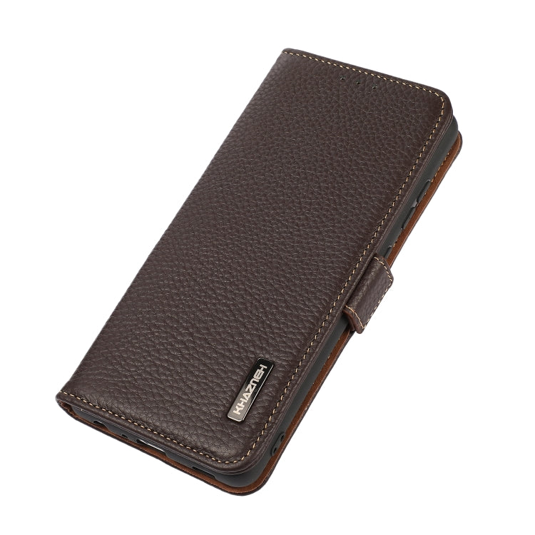 For iPhone 16 Pro Max KHAZNEH Side-Magnetic Litchi Genuine Leather RFID Case(Brown) - iPhone 16 Pro Max Cases by PMC TechLife | Online Shopping South Africa | PMC TechLife | Buy Now Pay Later Mobicred