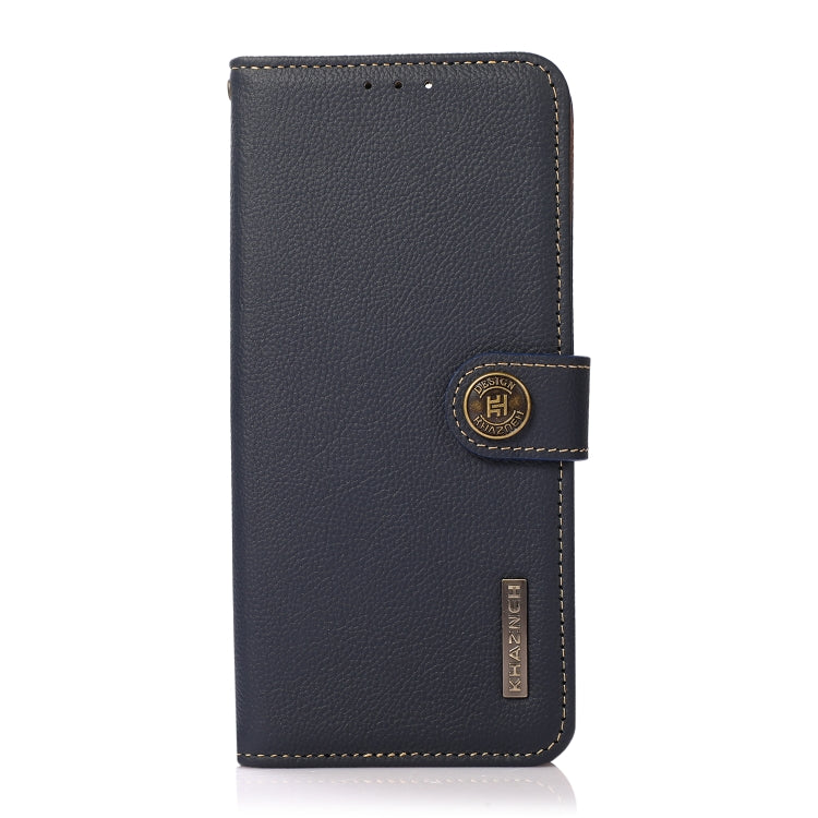 For iPhone 16 Pro KHAZNEH Custer Genuine Leather RFID Phone Case(Blue) - iPhone 16 Pro Cases by PMC Jewellery | Online Shopping South Africa | PMC Jewellery | Buy Now Pay Later Mobicred